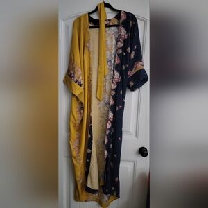 Wonderly Mustard and Navy Floral Cardigan
